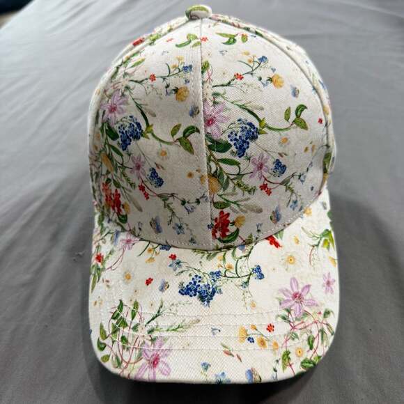 Giani Bernini Accessories - Giani Bernini Botanical Floral Print Baseball Cap Hat Adjustable White